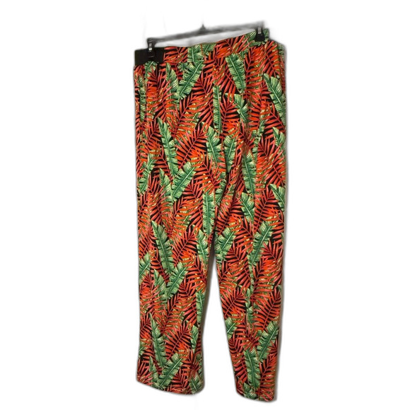 Ashro tropical Leaf Print Pants size 1xl elastic waistband - Picture 3 of 6
